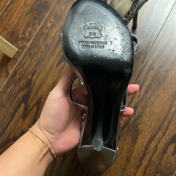 Stuart Weitzman Silver Embellished Women's Heels - Picture 3 of 8